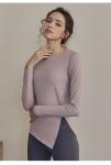 OEM ODM Womens Yoga Sweatshirts Side Slit Full Sleeve Workout Shirts