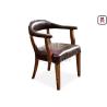 Buy cheap Brown Indoor Rustic Leather Chair / Sturdy Oak Wood Dining Chair With Armrest from wholesalers