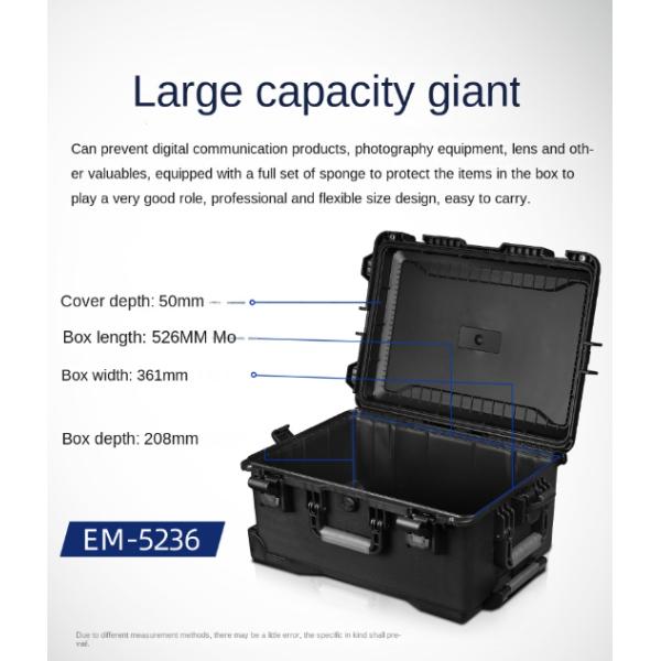 Customizable Outdoor Photography Trolley Box 526x361x258mm with EVA Foam