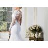Buy cheap Pure White Mermaid Lace Bridal Gowns Long Sleeve Perspective Back Grace Tulle from wholesalers