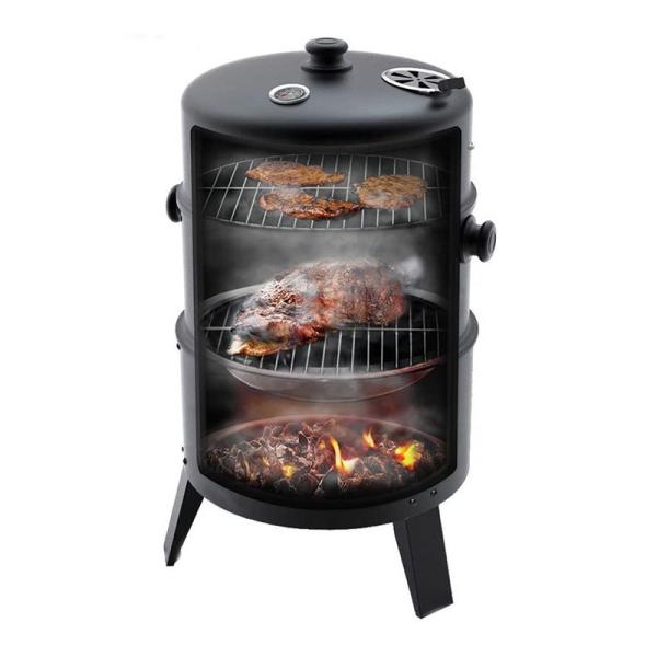 Black Stainless Steel Sokeless Charcoal Barbecue Grill 44*53*80cm Vertical 3 in