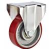 Buy cheap medium duty 4" screw PU cast iron core caster, 4" swivel red PU cast iron caster from wholesalers