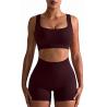 Buy cheap Drawstring Workout Outfits For Women 2 Piece Seamless Ribbed Set from wholesalers