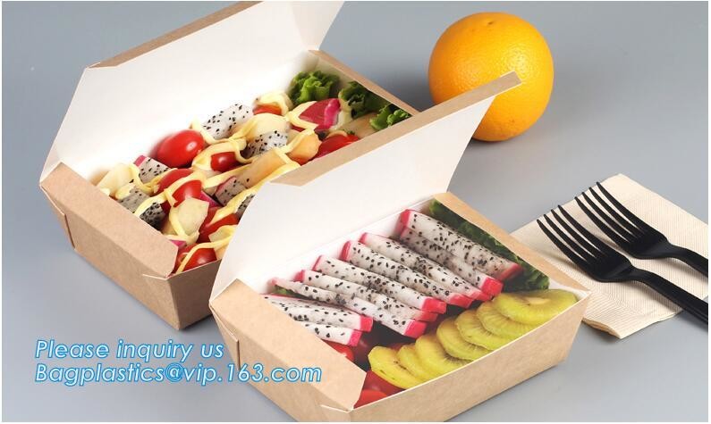 Cheap Cardboard foldable kraft paper lunch box with window,Lunch noodle fast food kraft paper box by customized logo pri