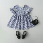 Summer Children'S Clothing Girls' Cotton Printed Floral Dress Girls Lace Dress