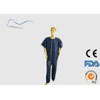 Buy cheap Short Sleeves Disposable Scrub Suits Dark Blue Color PP Plastic Material product
