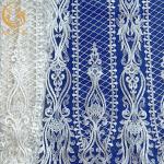 French Sequence White Bridal Sequin Lace Fabric for Wedding Dress