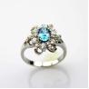 Buy cheap Women Jewelry 5mmx7mm Oval Blue Topaz Clear Cubic Zirconia Silver Ring(F22) from wholesalers