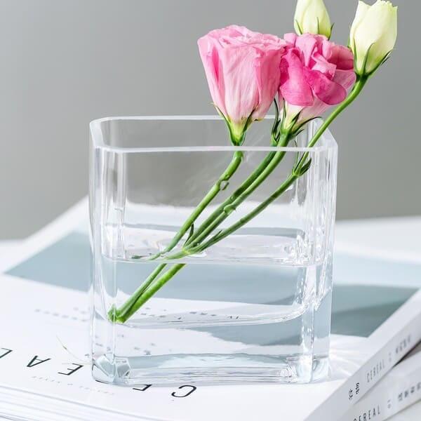 Buy cheap Hand Blown Home Decoration Glass 4 Inch Height Mini Rectangular Clear Glass Vase from wholesalers