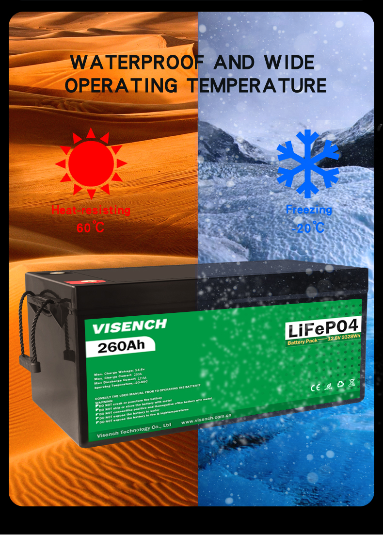 Solar Energy 12V 260Ah Rechargeable Lithium iron Phosphate Battery Lifepo4 Batteries 12.8V 260Ah Lithium Battery Pack