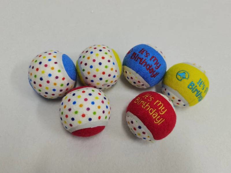 Dog Toy Naughty Nice Holiday Themed Tennis Balls Red Green 2.5" Choose Quantity (2 pack)