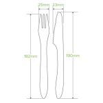 190Mm Disposable Biodegradable Wooden Knife Fork Napkin Cutlery Set Kraft Paper