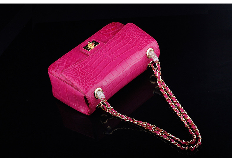 Luxury Genuine Crocodile Belly Skin Gold Hardware Lady Evening Flap Purse Alligator Leather Women Single Shoulder Bag
