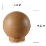400ML Round Ultrasonic Light Wood Grain Cool Mist Humidifier For Home