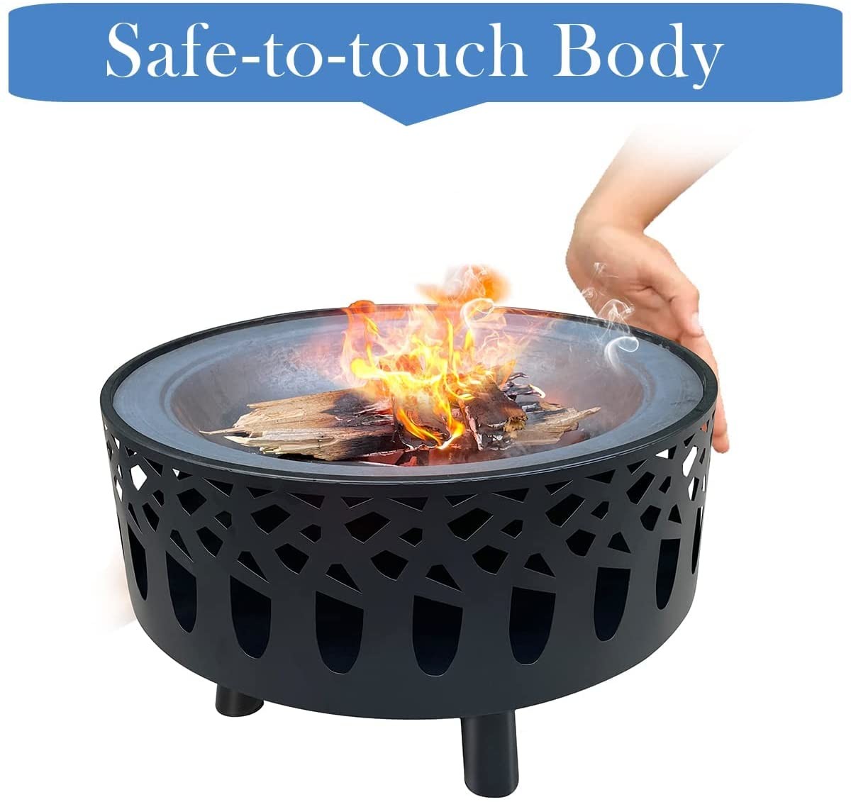 23 Inch Barbecue Outdoor Fire Pit Wood Burning Large Round Portable