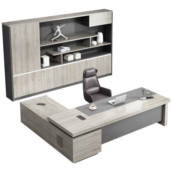 50mm Thickness Table Top Luxury Modern Wooden L Shape Boss Manager Director