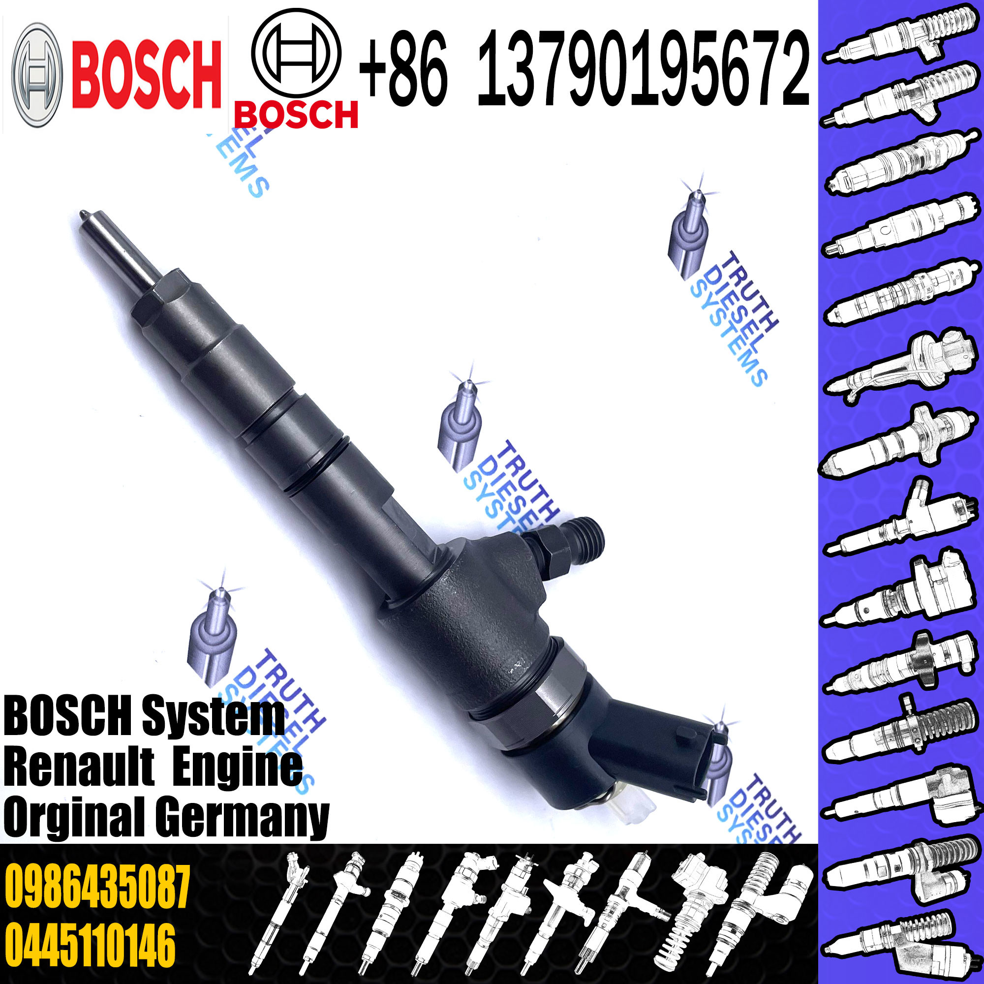 0986435087 0445110146 Common Rail Injector 0 445 110 146 Exchange Injection 0986435007 0445 110 146 for