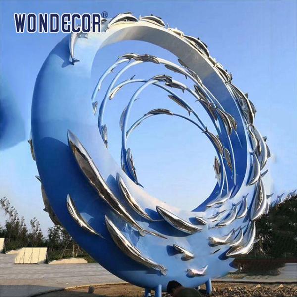 Buy cheap Large Outdoor Metal Art Abstract Marine Animal Swimming Fish School Stainless Steel Sculpture from wholesalers