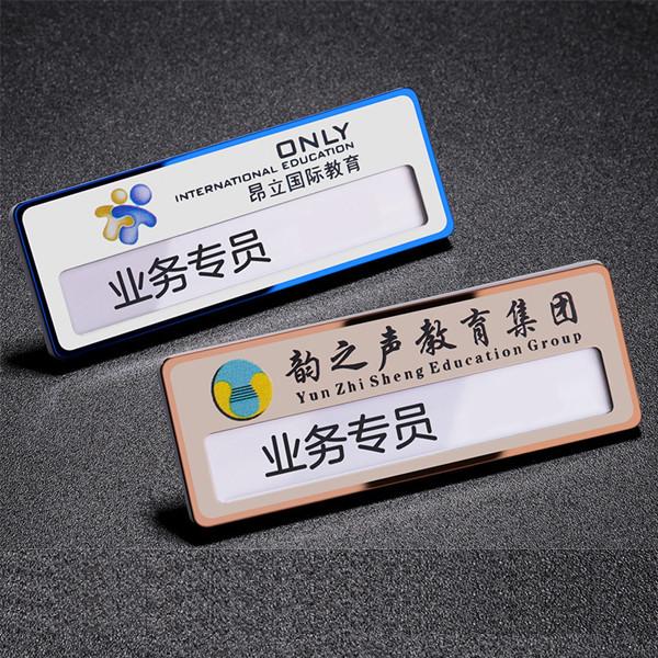 Custom Stainless Steel Name Badge With Logo And Replaceable Insert Premium Name