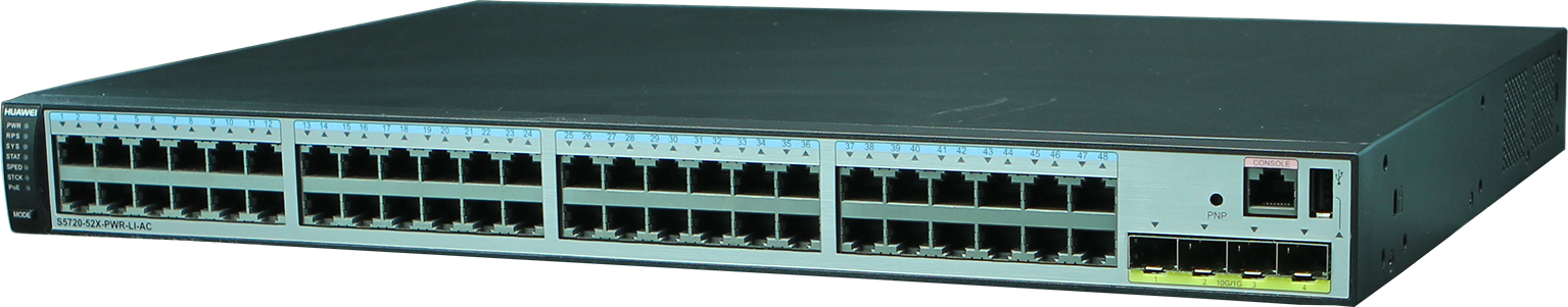 S5720-52X-Pwr-Li-AC Gigabit Network Switch 4*10 Gig SFP PoE Products Status Used