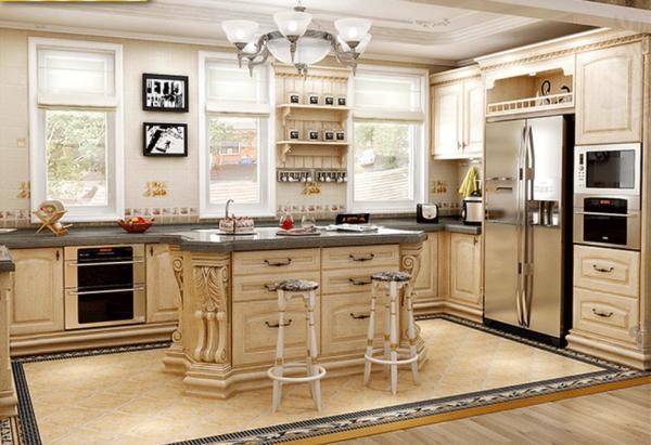 Buy cheap Classic Custom Solid Wood Kitchen Island Cabinet With Black Stone Top from wholesalers