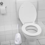 Semi Enclosed 12.5x12x40cm Strong Bristles Toilet Bowl Brush And Caddy