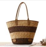 Fashion Ladies Beach Basket Bag With Leather Handles Customized New Summer