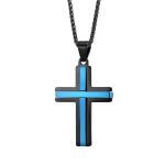 Gold Lord's Prayer Pendant Cross Necklace in Stainless Steel in 3 Colors for Men