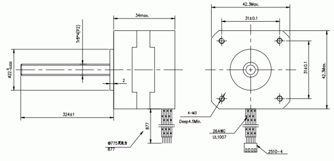 1.8° 1.33A 2.8v 2.6kg.Cm Nema 17 Stepper Motor With Screw Lead 1