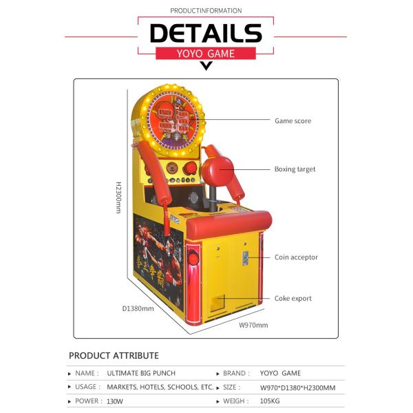 Coin Operated Dragon World Championship Boxing Punch Arcade Game Machine