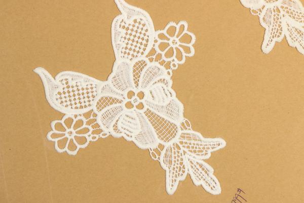 Buy cheap Chemical Guipure Lace Applique , Bows Embellished Wedding Lace Applique from wholesalers
