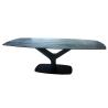 Buy cheap 2.3 Meter Extension HPL Dining Table Tempered Glass Topped Heavy Duty Steel Frame from wholesalers