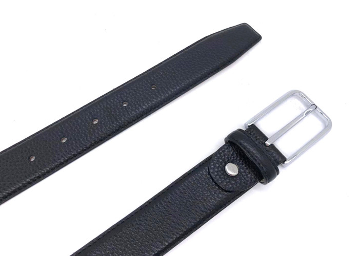 Pin Buckle Black Genuine Leather Casual Dress Belt For Business Men
