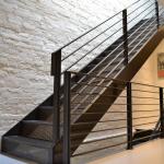 Building Exterior Galvanized Steel Metal Stringer Staircase 38mm Solid Wood