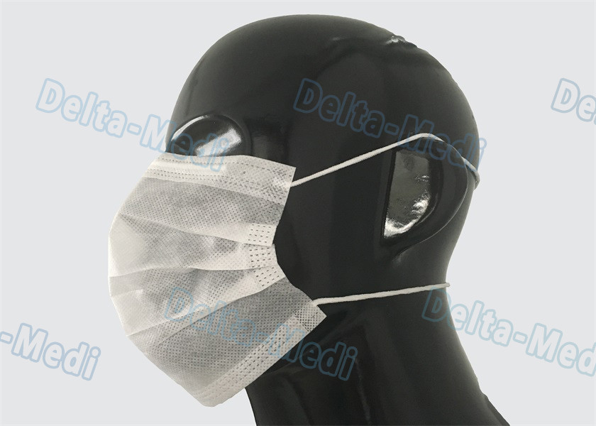 White Breathable Sterile Disposable Face Mask Fluid Resistant For Safe Protection