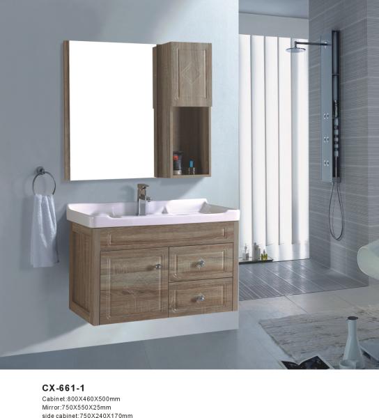 Buy cheap Wood Grain Color PVC Bathroom Vanity Wall Mounted Installation 800*460*500mm from wholesalers