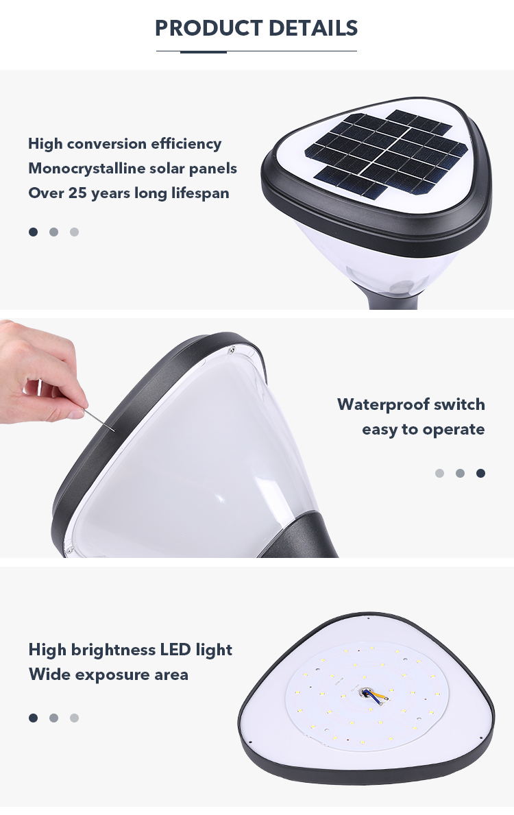 5V 4.5W Triangle LED Solar Pathway Lights Solar Spike Light For Park Courtyards Villas