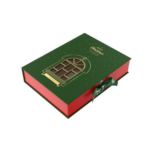 Christmas Celebration Chocolate Gift Paper Rigid Clamshell Box Packaging Fancy