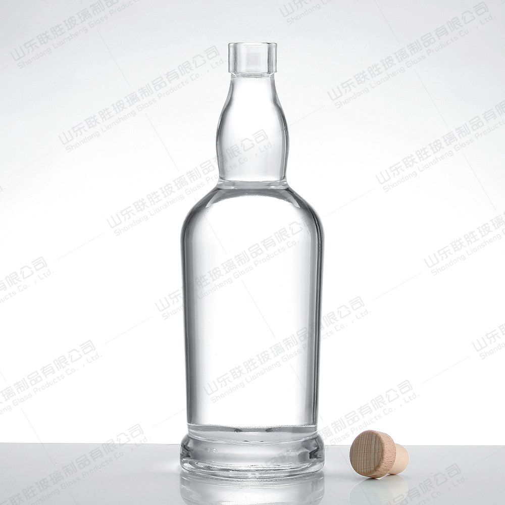 Glass Base Whisky Vodka Brandy Liquor Spirit Tequila Bottle with Screw Caps and Corks