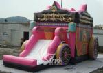 Kids Party Princess Carriage Bounce House With Slide , Made Of 1st Class PVC