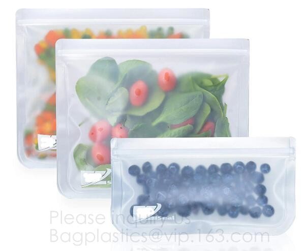 Silicone Plastic Packaging Food Zip Silicon Freezer Fresh Vegetable Storage Bags Fresh Fridge Food Preservation Bag Reus