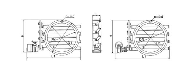 Round High Performance Butterfly Valves Air Operated Multi Blade High Temperature Resistant