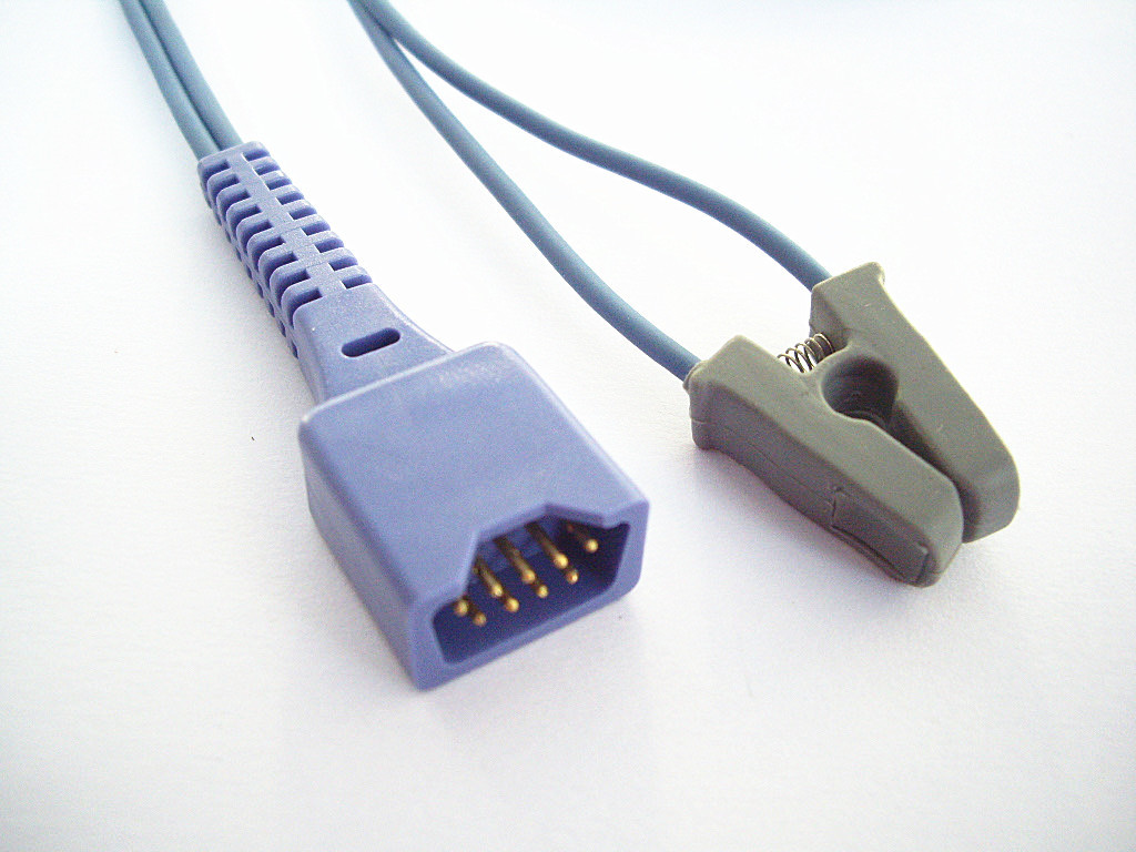 Soft Rubber Reusable Finger Clip Spo2 Sensor With DB9 9Pin / SK 14Pin Connector