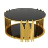 Buy cheap 90CM Wide Circle Metal Coffee Table Living Room With Tempering Glass Table Top from wholesalers