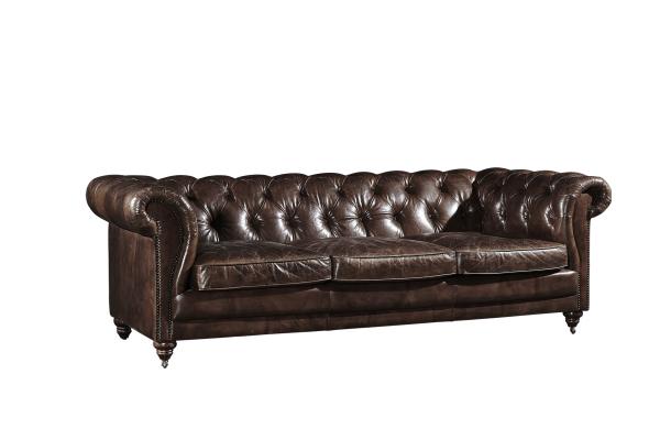 Buy cheap American Three Seater Leather Sofa With Fine Upholstering / Living Room Furniture from wholesalers