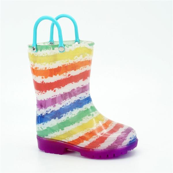 Buy cheap PVC Rainbow Light Up Rain Boots , Reusable Slip Resistant Rubber Boots from wholesalers