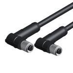 M5 Waterproof 3 Pin Male Female Connector Left / Right Angle Molding Cable