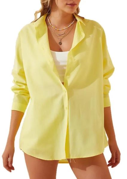 Buy cheap Custom Women′s Long-Sleeved Shirt Solid Color Button up Shirt Loose Casual from wholesalers