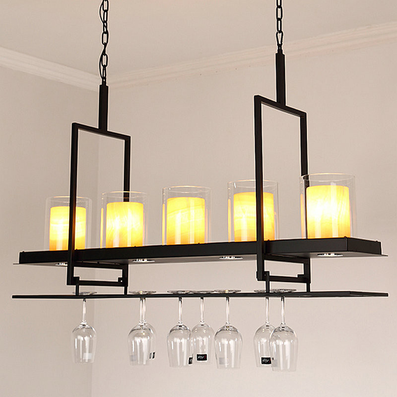 Candlestick Vintage Pendant Lights rectangle Black Color Chandelier Hanging Lamp (WH-VP-53)