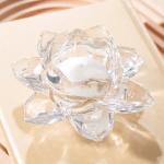 Clear Crystal Glass Lotus Flower Tealight Candle Holder Lead Free 5.6cm Height